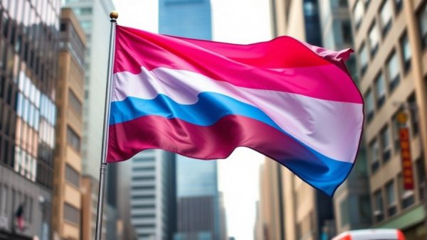 Billboard campaign God made trans people with pride flag in urban setting.
