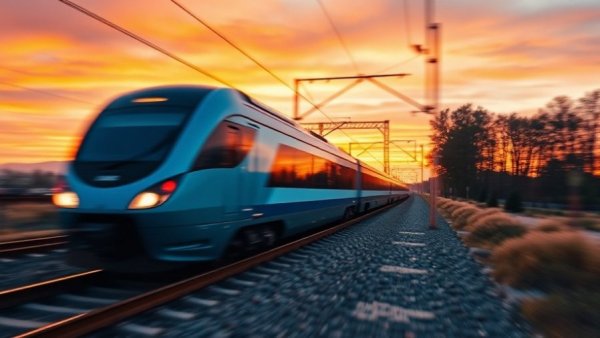 Vibrant sunset with a fast-moving train, LGBTQ+ travel safety.