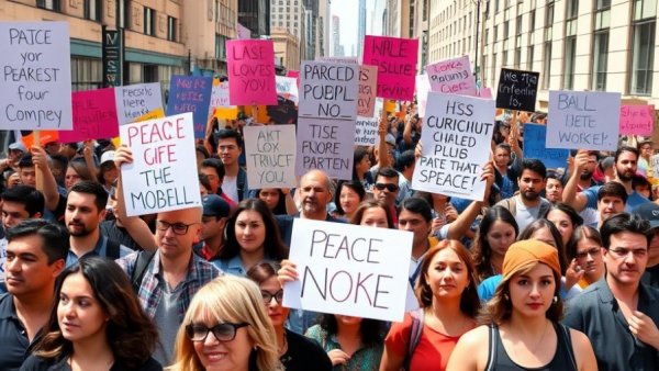 No Kings protests against Trump, diverse crowd in unity.