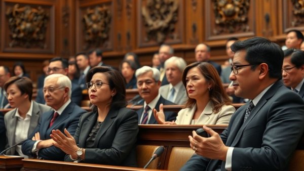 Legislative chamber in Portugal with attendees reacting expressively, trans rights news.