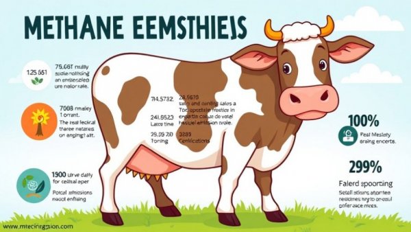 Data humanization illustration of livestock-based methane emissions infographic.