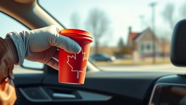Drive-thru coffee exchange in service interaction, Alberta context.