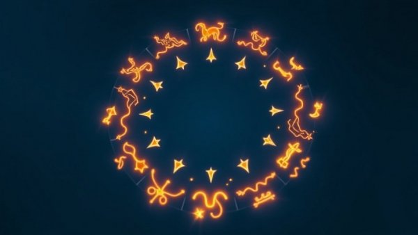 Ethereal glowing zodiac constellations on blue background for queer astrology forecasts.