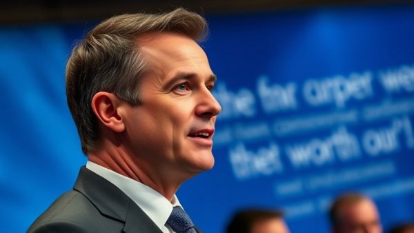 Mature speaker addressing audience at conference on LGBTQ+ rights news.