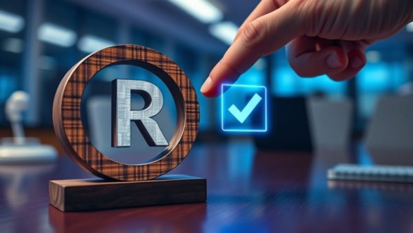 Copyright symbol and digital checkmark representing intellectual property for designers.