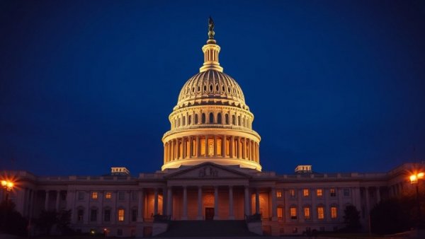 Capitol building at twilight, symbolizing government power.