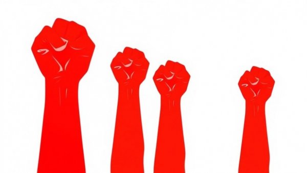 Stylized red fist symbolizing protest and resistance.