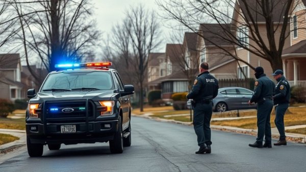 Police operation on residential street near Lambton College.