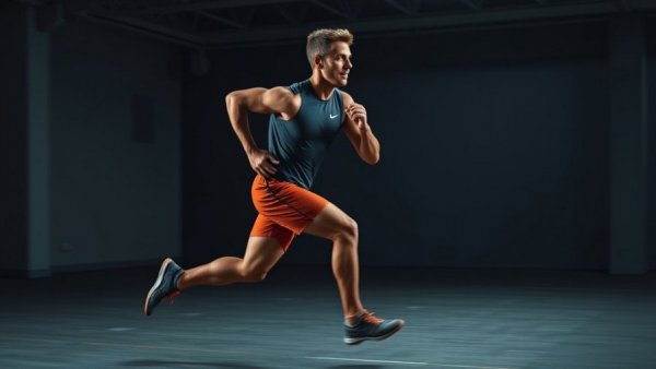 Dynamic athlete running, showcasing core brand values.