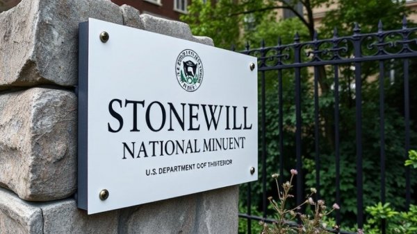 Historic Stonewall National Monument sign with greenery.