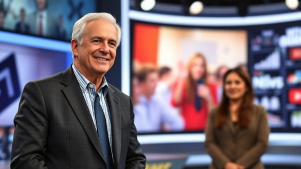 Media event featuring news hosts and guest on stage, Fox News Trump relationship.