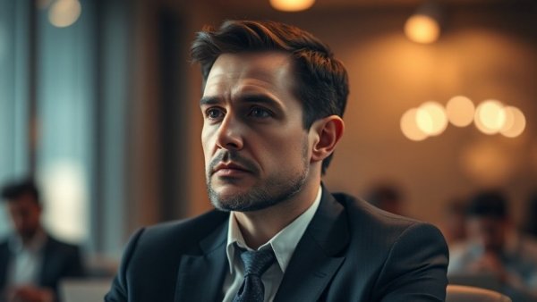 Eric Swalwell in suit during formal meeting, looking thoughtful.