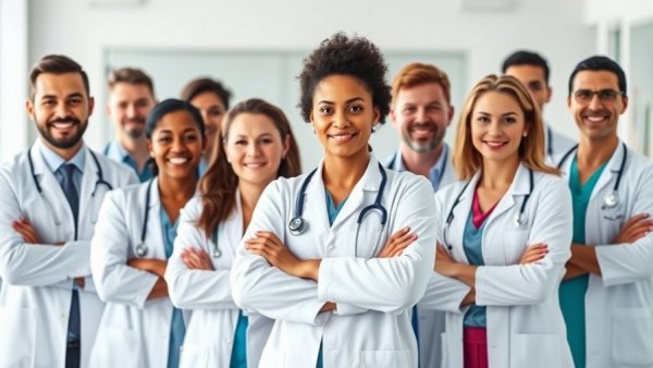 Medical professionals standing united, representing health care rights in California.