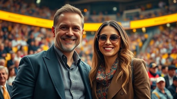 Sue Bird Megan Rapinoe smiling in sports arena crowd.
