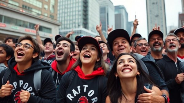 Toronto Raptors fans watching Game 1 with intense expressions.