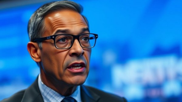 Close-up of a news anchor in a studio during Trump Jesus Image Controversy.