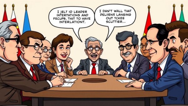 Cartoon of leaders discussing finding common ground in civil liberties.