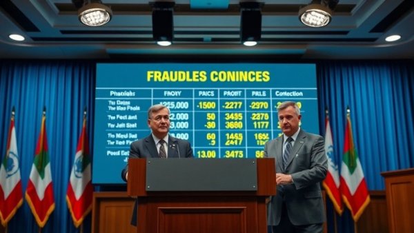 Officials discussing Southern Poverty Law Center fraud charges at a press conference.