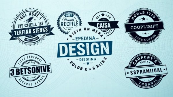 Inspirational badge logos design compilation with text overlay.