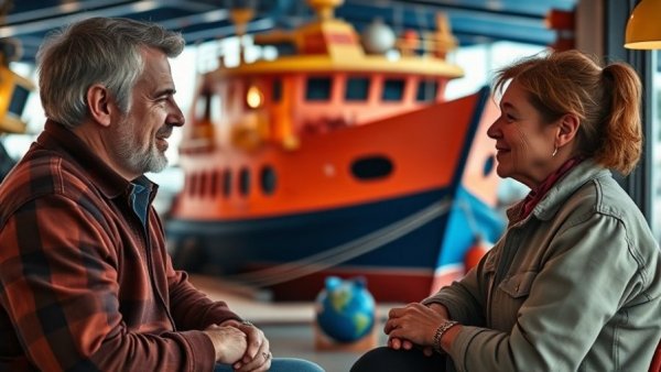 Global Sumud Flotilla discussion with ship in harbor background.