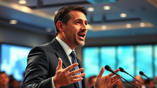 Confident man discussing FISA 702 renewal 2026, modern setting.