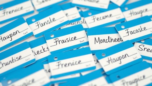Trademark screening name tags displaying various brand names.