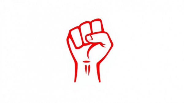 Symbolic red fist representing power, minimalistic design, Trump Domestic Spying Law concept.