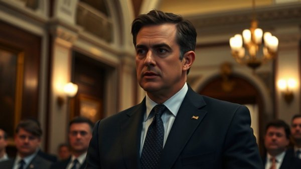 Man addressing audience on protest news in America, formal setting.