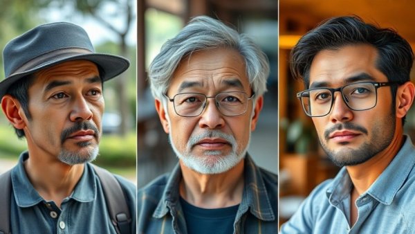 Collage featuring three individuals in different expressions and settings.