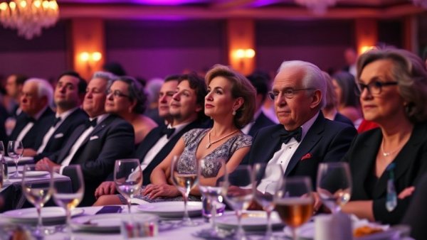 GOP exploitation of gun violence and censorship at formal event with guests seated.