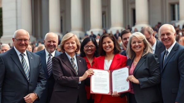 Officials celebrate legislative signing relating to Nebraska Medicaid work requirements.