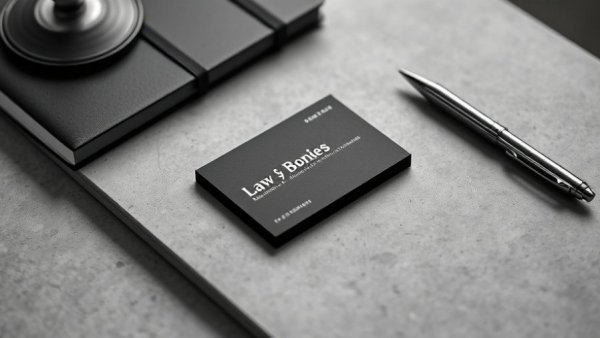 Elegant law firm branding set with card and notebook.