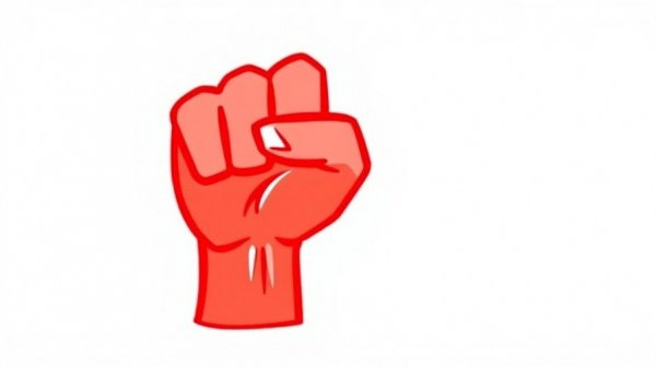 Abstract red fist symbol representing strength, against a white backdrop.