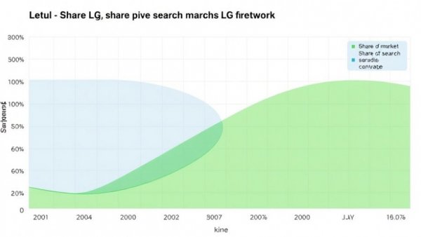 Graph illustrating LG's share of market and share of search over time.