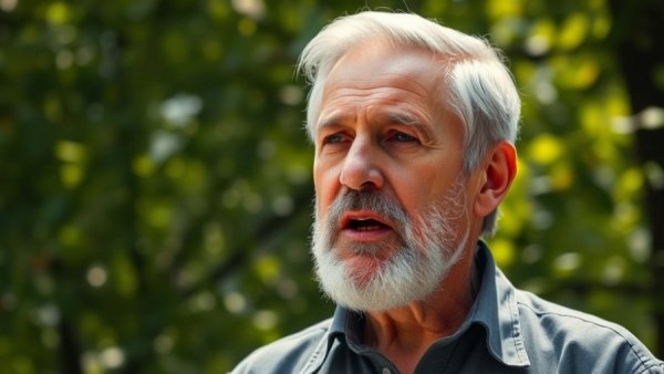 Older man speaking outdoors about Trump health concerns