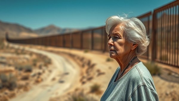 Elderly woman concerned over border wall's impact on indigenous site.