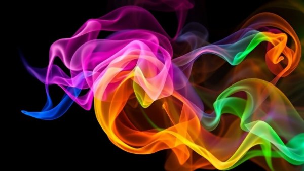 Vibrant fusion of rainbow and Hungary flags in smoke pattern.