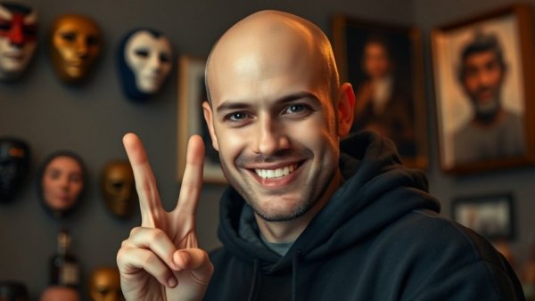Person smiling in a black hoodie with peace sign, Katya health update.