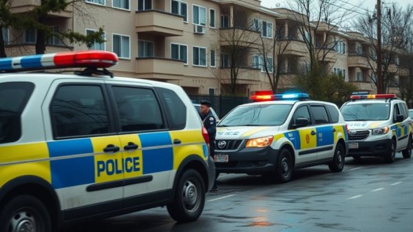 Police vehicles at North York apartment after toddler's fall.