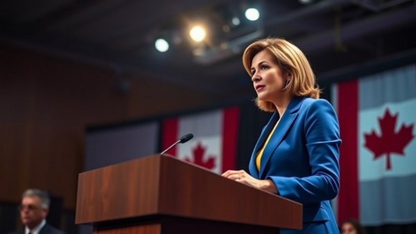 Speaker discusses Alberta pipeline and federal relations at podium