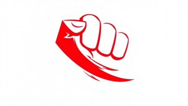 Abstract red fist illustration in graphic style.