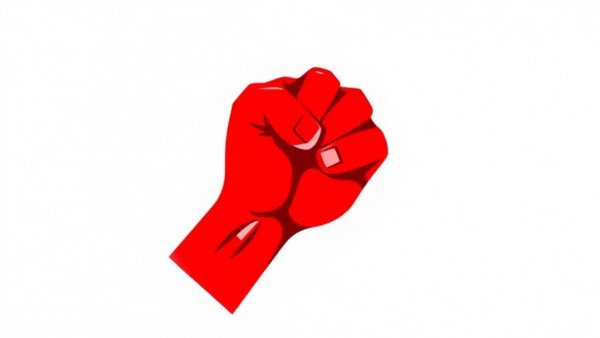 Abstract red fist icon representing Crypto Legislation Ethics.