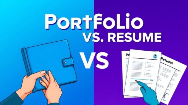 Portfolio vs resume for designers in 2026 comparison illustration.