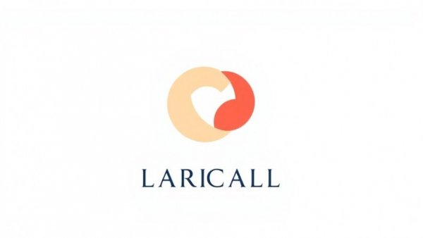 Minimalist logo design with overlapping coral and beige circles.