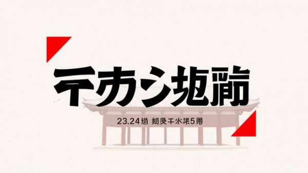 Modern Japanese-style fonts in commercial design project with temple roof.