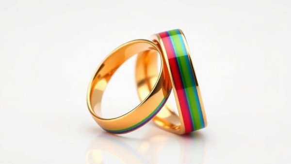 Intertwined rainbow rings symbolizing same-sex marriage news in Poland.