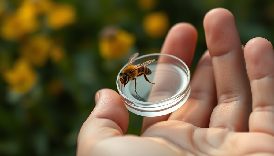 Close-up of hand with bee in petri dish, symbolizing cuts to science funding