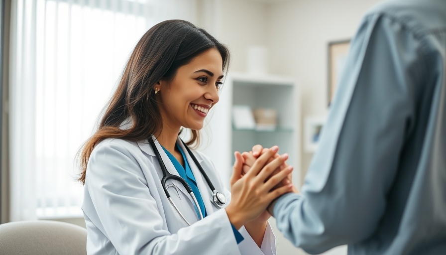 Healthcare professional offering support in obesity treatment consultation.