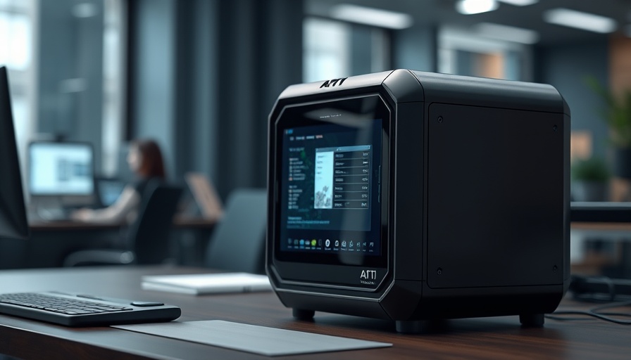 GIGABYTE AI TOP ATOM supercomputer on modern office desk.