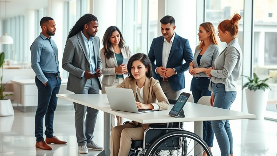 Team collaborating at laptop highlights benefits of employee learning and development.